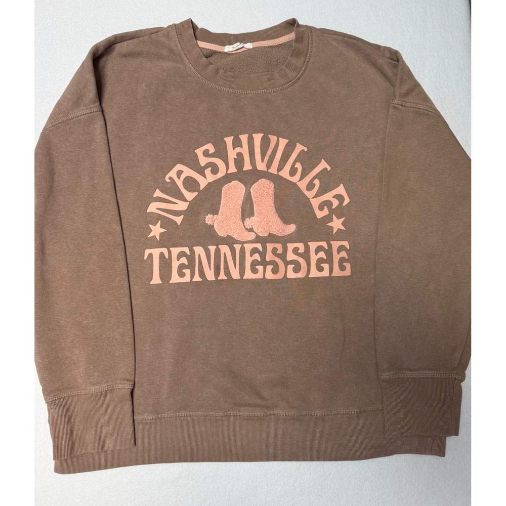 Maurices Nashville Tennessee Cowboy‎ Boot Chenille Sweatshirt Brown XL
